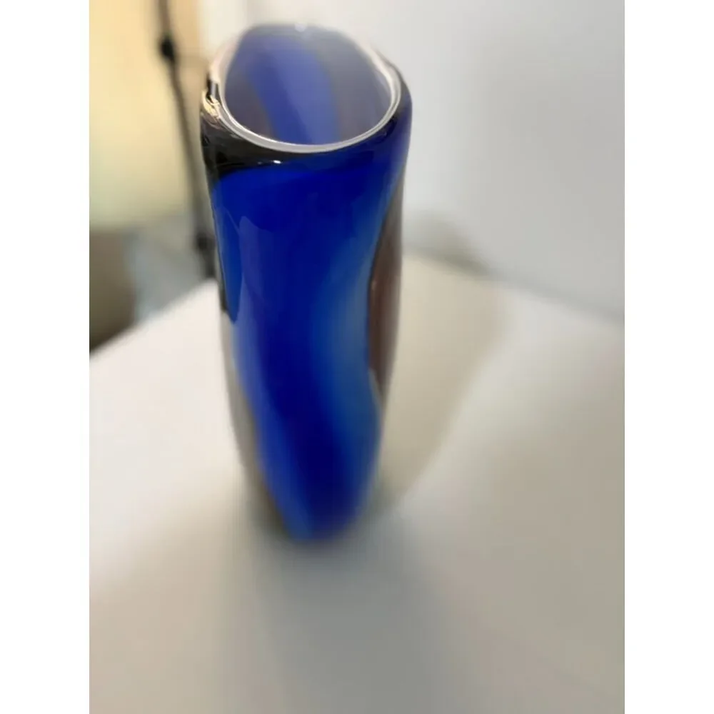 vtg.  Murano Sommerso glass vase in blue and purple swirl